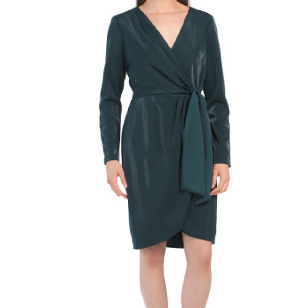 Julia jordan wrap long sleeve dress size 14 hunter/green color